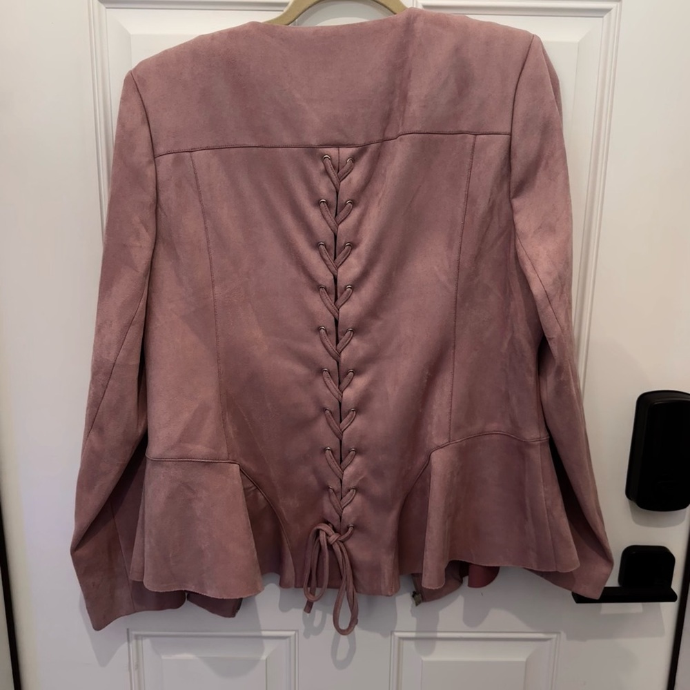 LANE BRYANT “SUEDE” Pink Lace-Up Jacket